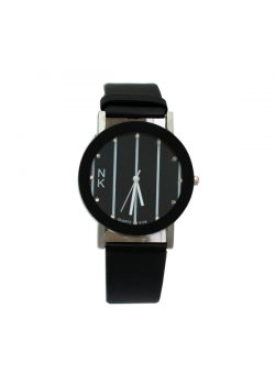 NK Fashion Leather  Watch, NK664M, Black & White